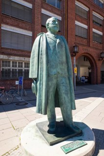 Adam Opel monument in front of Opel's main portal