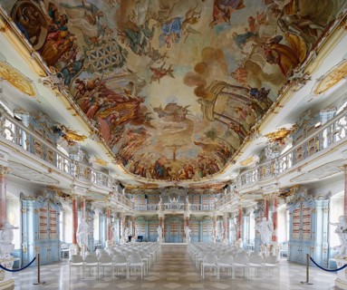 Rococo library with ceiling fresco