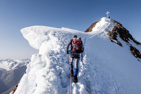 Mountaineer ascending Wildspitze