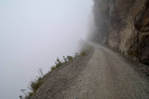 Death Road in fog