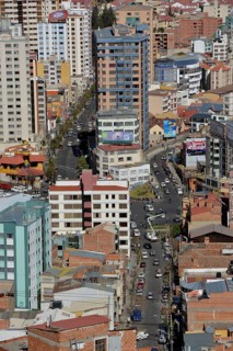 Skyscrapers and street crossing in La Paz