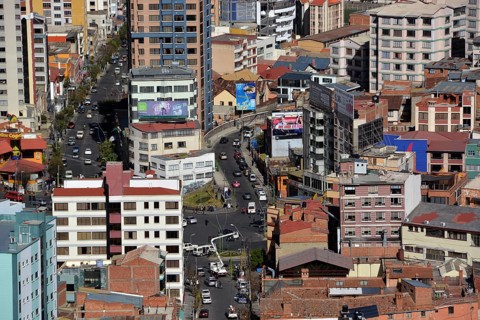Skyscrapers and street crossing in La Paz