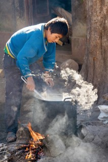 Boy preparing breakfast