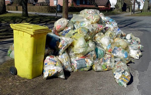 Accumulation of garbage bags