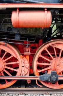 Detail of a DR-series 52 steam locomotive