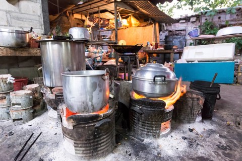Pots over an open fire