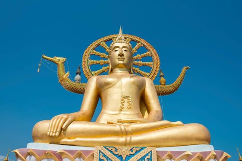Big Buddha statue at the Wat Phra Yai Ko Pan Temple in Ban Bo Phut