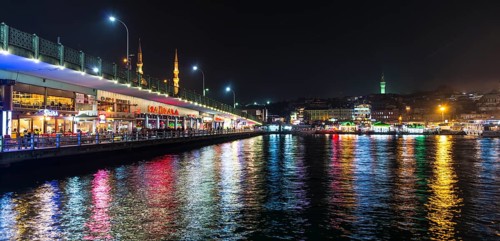 Galata Bridge at night
