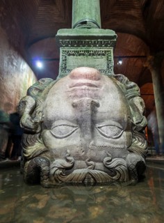 Upturned Medusa's Head as a column base