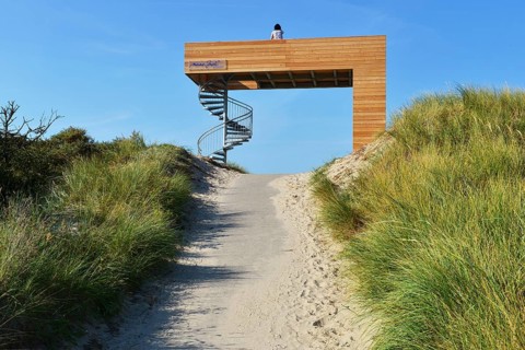 Wooden observation deck on the dunes at Nordstrand