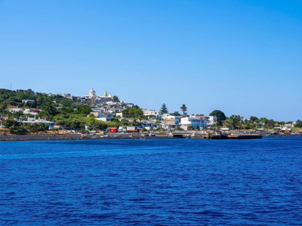 Isola Stromboli with the village of Stromboli