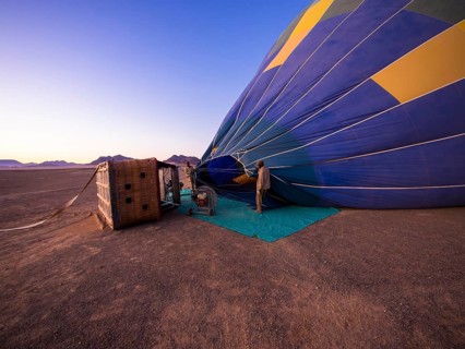 Hot air balloon being filled with air