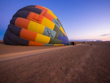 Hot air balloon being filled with air