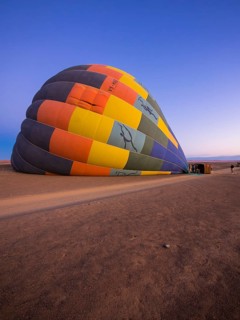 Hot air balloon being filled with air