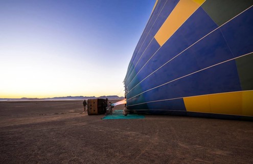 Hot air balloon being heated up