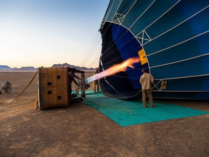 Hot air balloon being heated up