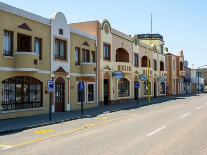 Facades of old colonial houses in Sam Nujoma Ave