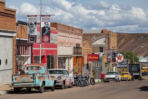 American classic cars at the roadside
