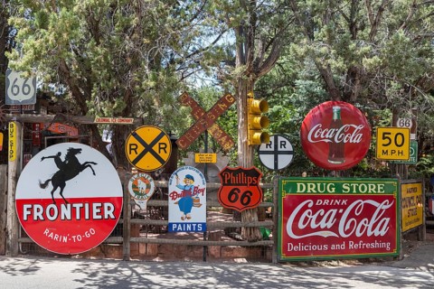 Colorful metal advertising signs