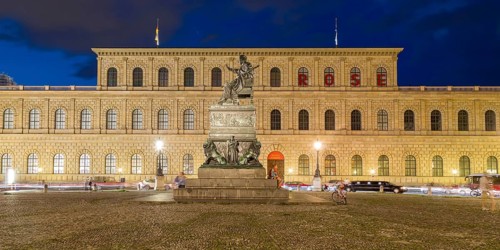 Max-Joseph-Platz with Monument King Max I Joseph in the evening