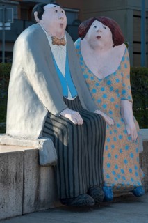 Colorful fountain figures by the German sculptor Karl-Heinz Richter