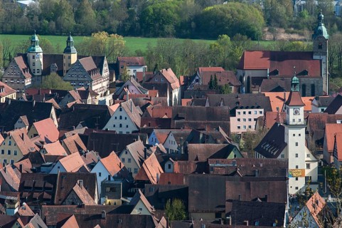 View from Michelsberg towards the historic centre with former castle