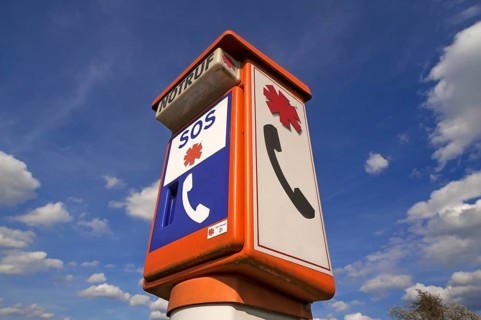 Roadside emergency telephone at the B3 road