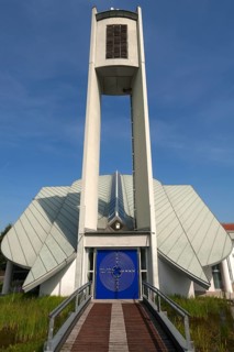 Modern church with bell tower