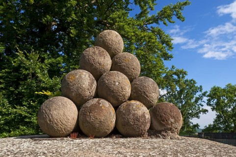 Replica of cannonballs at Konigstein Castle