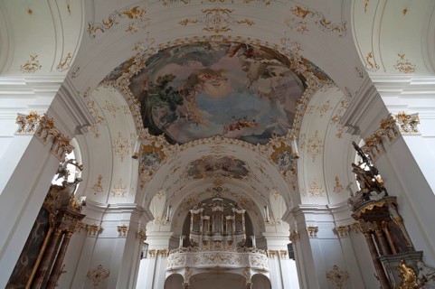 Ceiling fresco and organ loft of the late Baroque monastery church