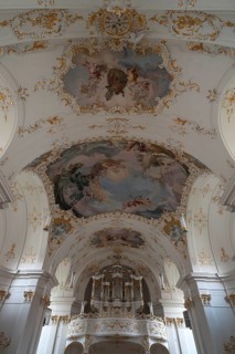 Ceiling fresco and organ loft of the late Baroque monastery church