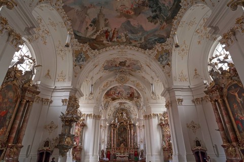Ceiling vault and the chancel of the late Baroque monastery church