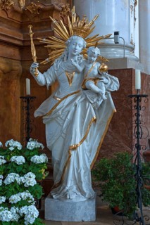 Madonna sculpture with baby Jesus in the Baroque Marienmunster