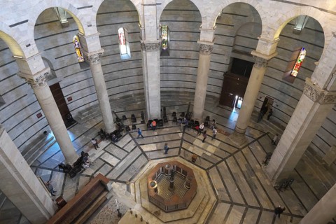 Inside the Baptistery of Pisa