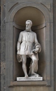 Statue of Benvenuto Cellini in the courtyard of the Uffizi