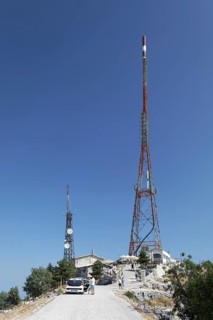Telecommunications antenna on Mount Pantokrator