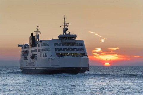 Scandlines railway ferry at sunset