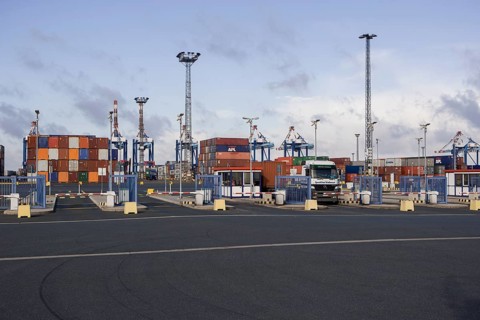 Customs station in the international port of Bremerhaven