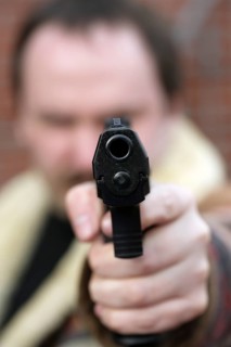 Shooter with Walther P99 at the ready