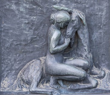 Young woman and unicorn