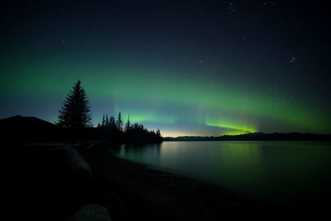 Aurora borealis over Prince William Sound
