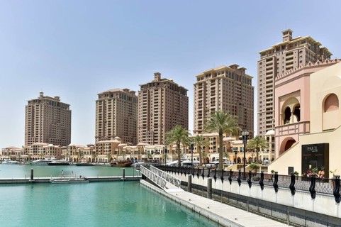 Skyscrapers at The Pearl lagoon