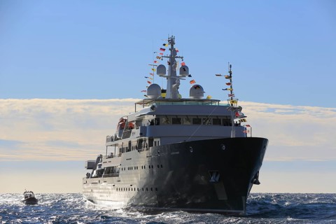 Prince Albert II of Monaco arriving on board yacht Yersi foropening of Monaco Yacht Show 2015