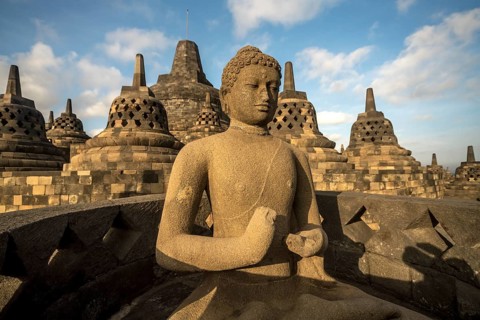 Buddha statue and stupas