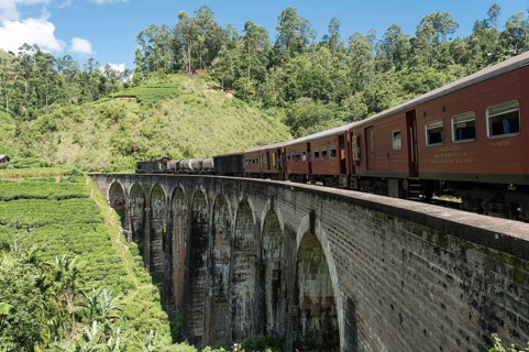 Train on Nine Arches Bridge near Ella