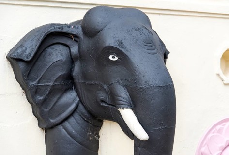 Elephant statue at Buddhist Mahiyangana Raja Maha Vihara Temple