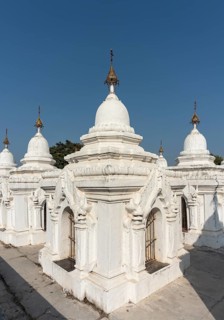 White stupas containing the world's largest book at Kuthodaw Pagoda