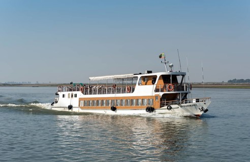 Excursion boat cruising the Irrawaddy River