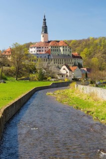 Schloss Weesenstein castle by the Muglitz in the Muglitz river valley