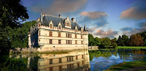 Renaissance Chateau d'Azay-le-Rideau and moat